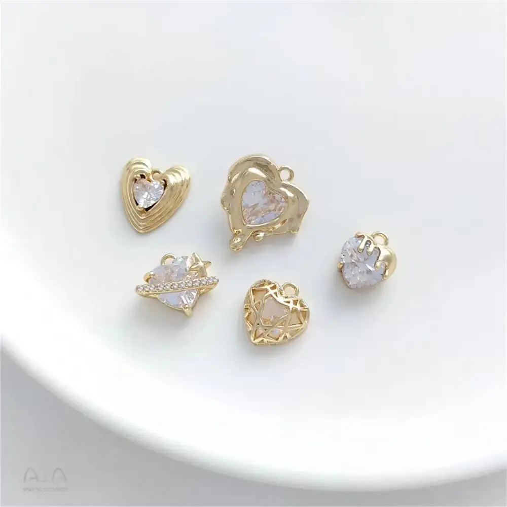 

1pcs 14K Gold Package with Zirconium Lava Heart Pendant Planet Love Pendant DIY Bracelet Earrings Necklace