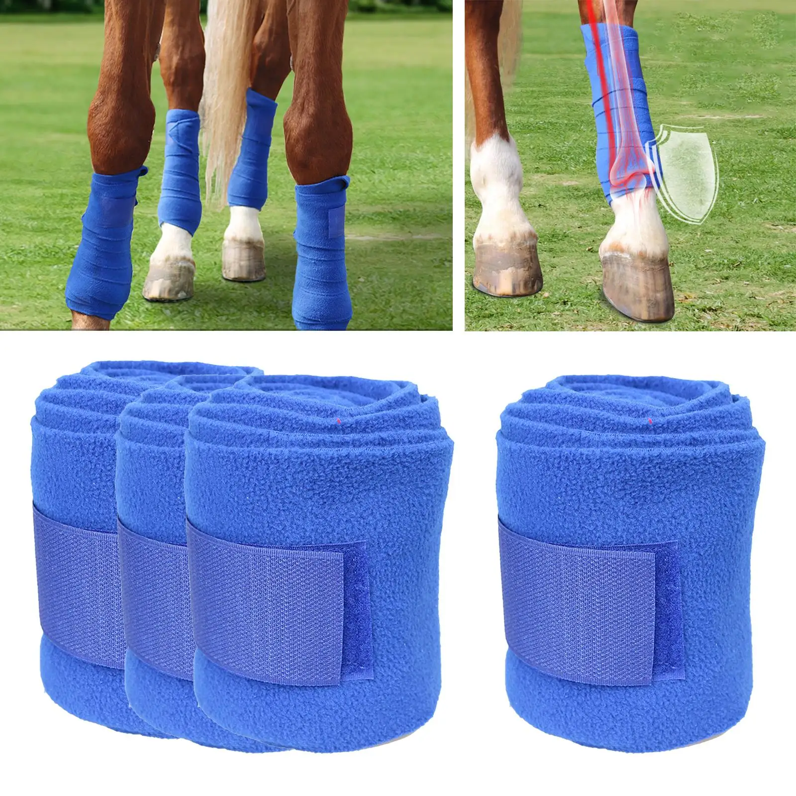 4 Pieces Horse Leg Wraps Bandage Set Riding Racing Equestrian Equipment