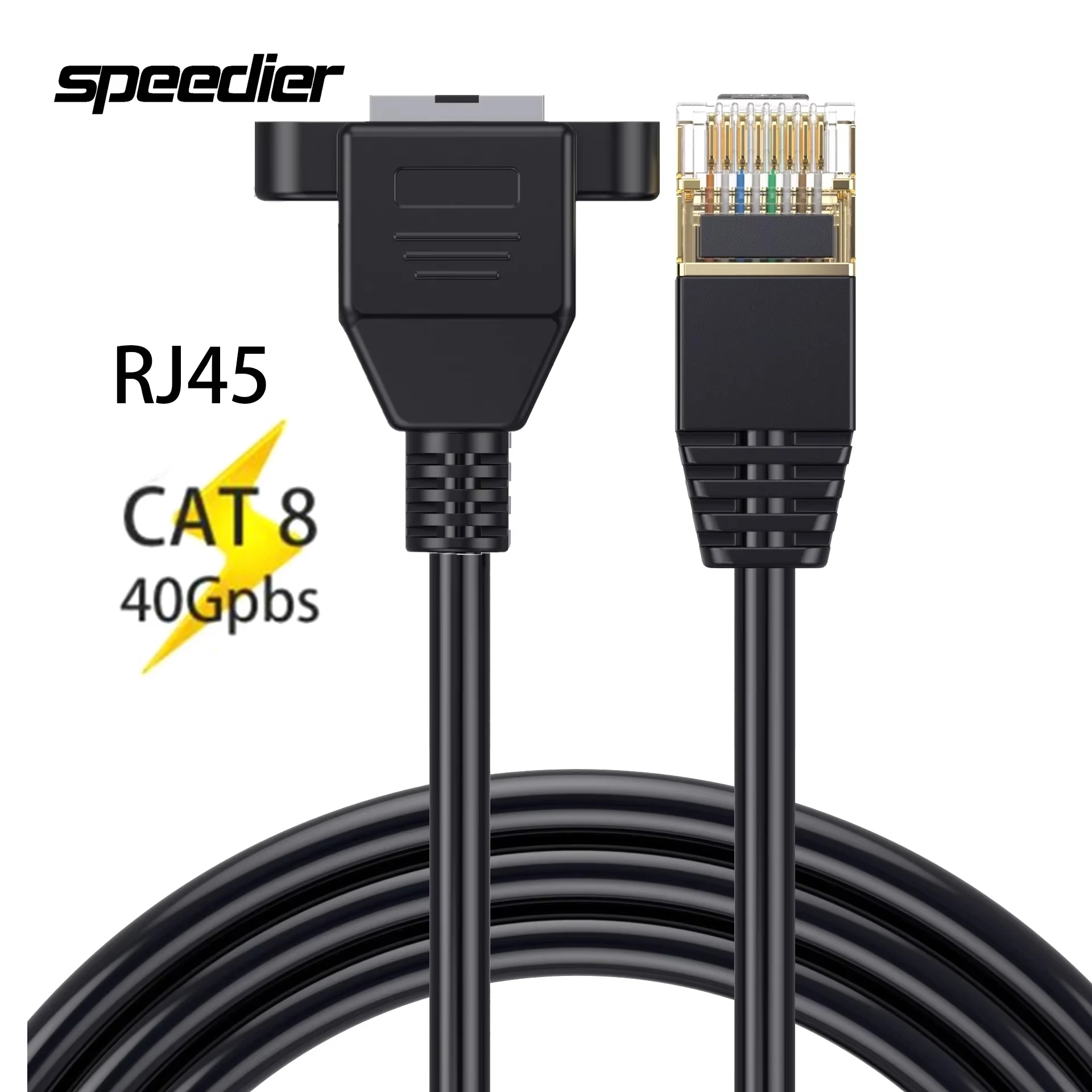 

RJ45 CAT8 Lan Thin Cable Cat 8 Male To Female Ethernet Cable With Screws Rj 45 Network Cord 30cm 60cm 1m 1.5m 2m 40Gbps 2000MHz
