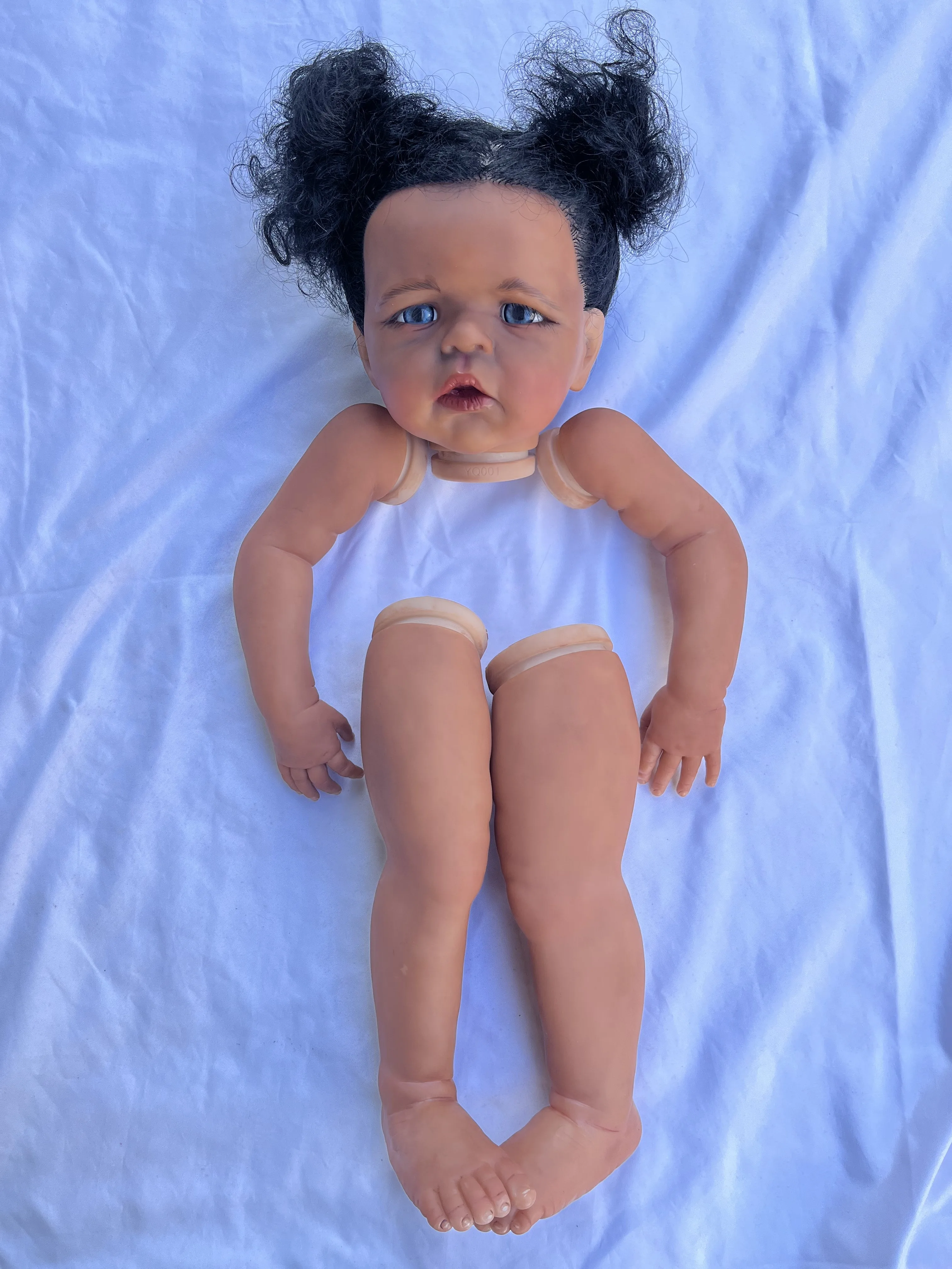 FBBD Customized Limited Supply 25inch Reborn Baby Doll Sandie Dark Skin Painted Kit DIY Part With one standing Legs