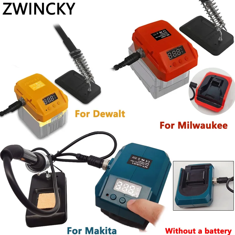 60W Cordless Soldering Iron Station for Milwaukee/Makita/Dewalt 18V Battery with Digital Display Temperature °C/ºF Conversion