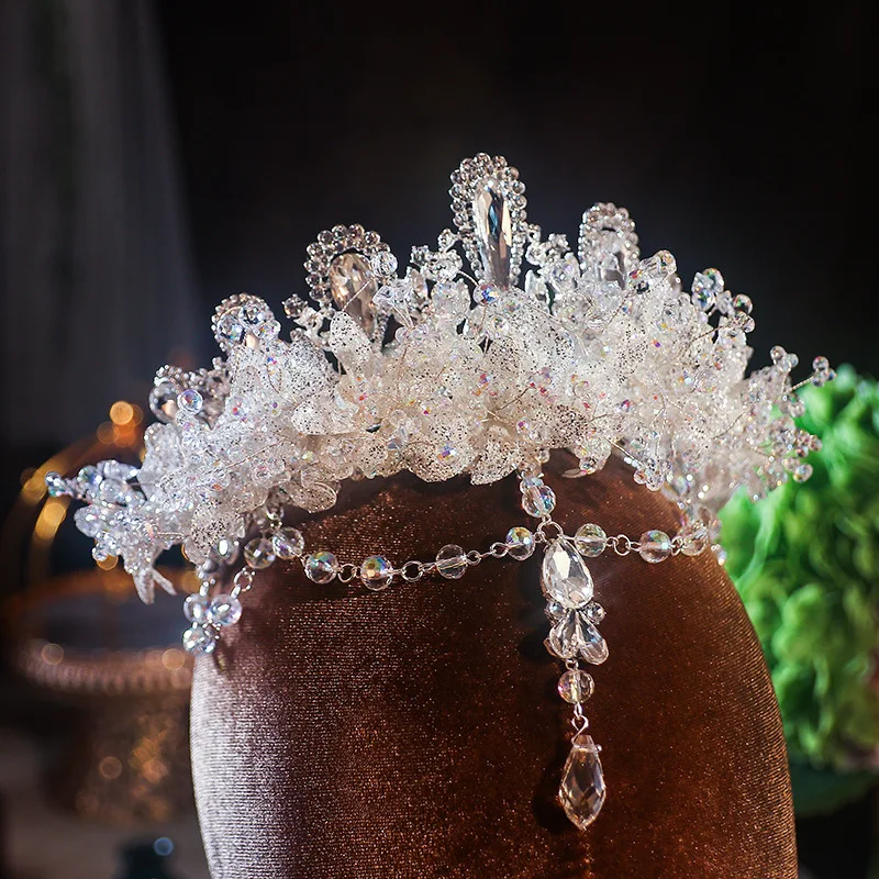 غطاء رأس الزفاف حزام فاخر سلسلة الجبين فستان الزفاف النمذجة تاج الزفاف اكسسوارات الغلاف الجوي