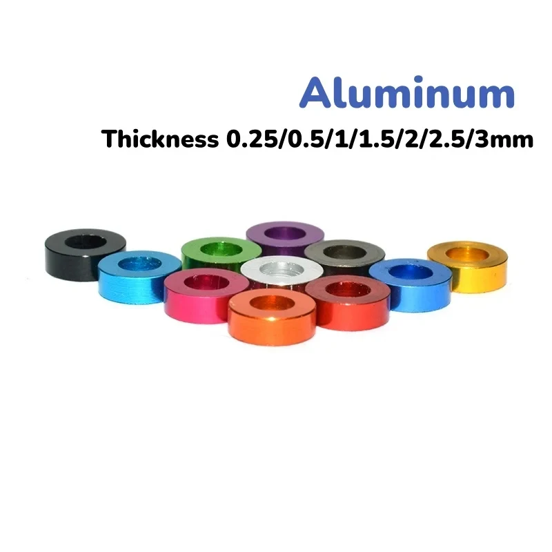 0.25 0.5 1 1.5 2 2.5 3mm Thick Colourful Anodized Aluminum Flat Washers M3 Alloy Gasket RC Model Hardware Parts