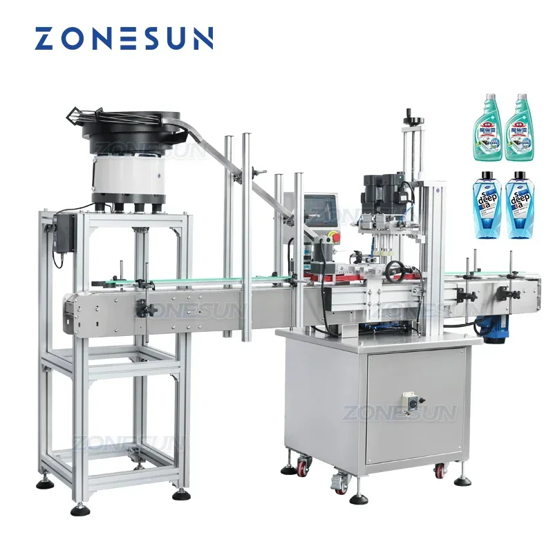 ZONESUN ZS-XG16P Automatic Capping Machine Screw Top Vibratory Feeder Shampoo PET Bottle Dropper Cooking Oil