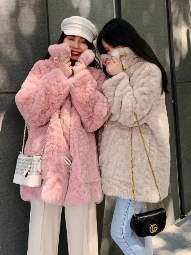 

Новое женское свободное пальто из искусственного меха, длинное хлопковое пальто большого размера на пуговицах, теплый и подходящий для осенне-зимнего сезона