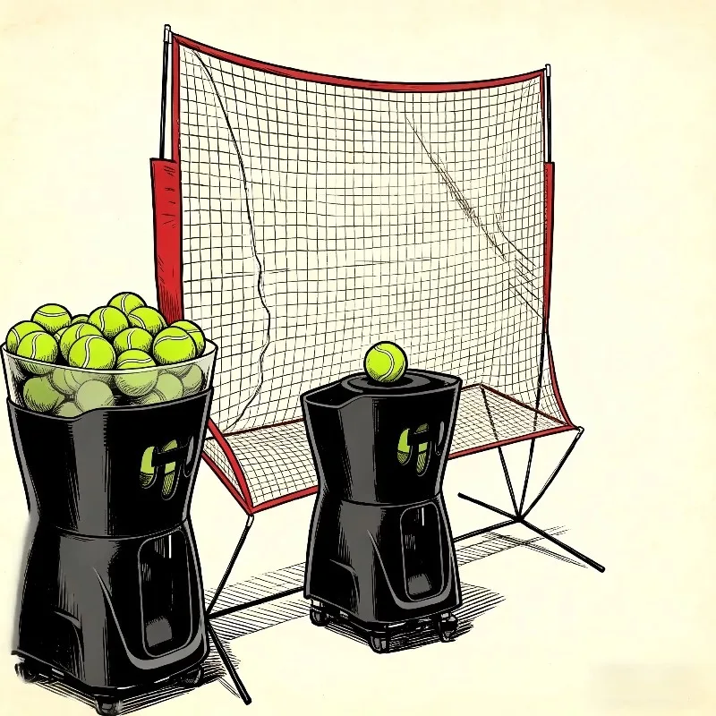 65+ Portable Durable Home Outdoor Tennis Net with Automatic Serving Machine Pitching Coach for Tennis Training Eu Am