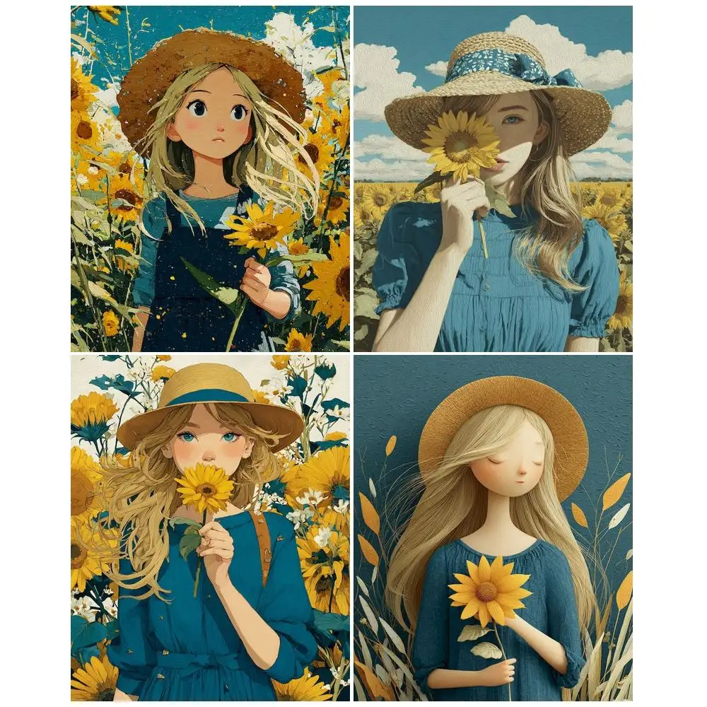 

GATYZTORY DIY Painting By Numbers Flower Girl For Adults Kids Home Decors DIY Gift Artwork Handpainted Coloring By Number