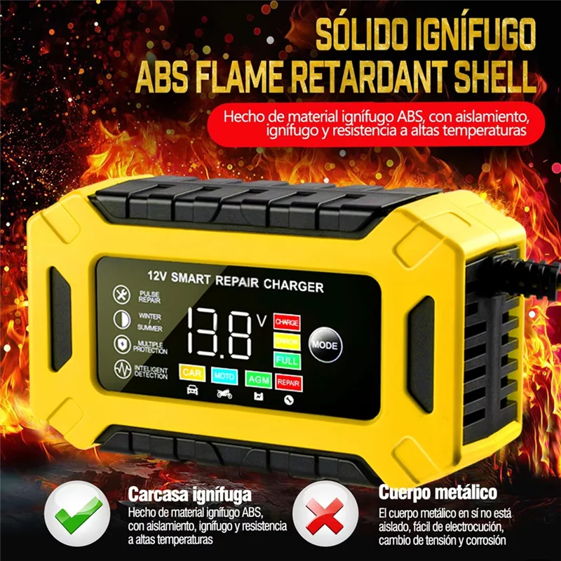 

PHILE-12V 6A умное зарядное устройство для грузовика и мотоцикла, автомобильное зарядное устройство для аккумулятора, импульсный ремонт, цифровой ЖК-дисплей