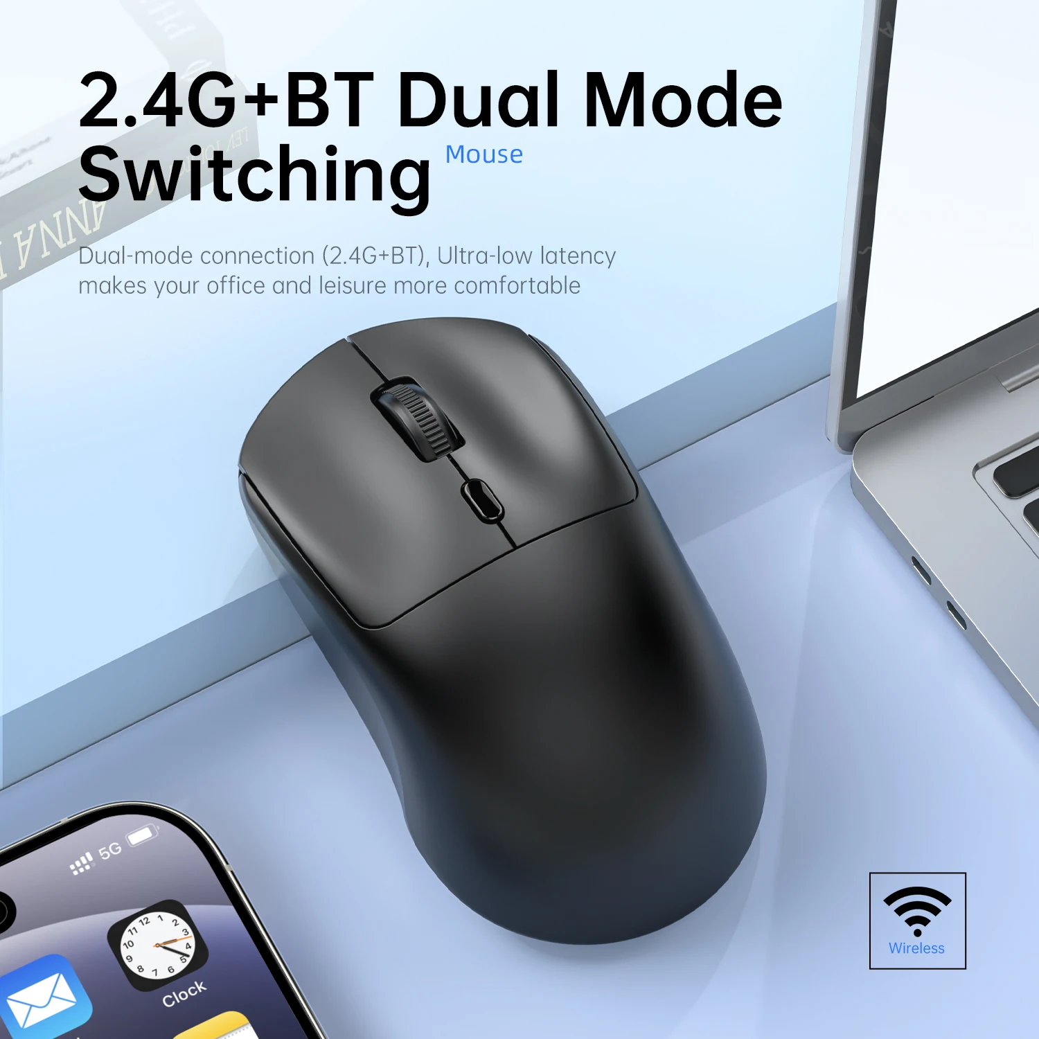 Ratón inalámbrico recargable para videojuegos, Mouse silencioso con Bluetooth, USB, mecánico, retroiluminación para deportes electrónicos, PC, Gamer