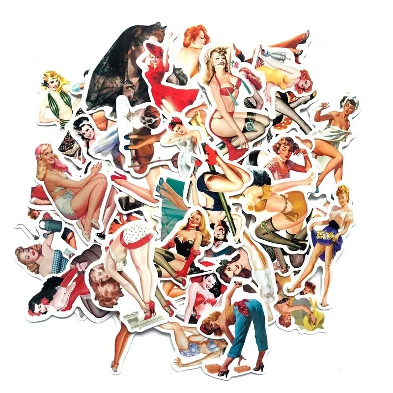 50Pcs/set Retro Sexy Beauty Pin Up Girls Stickers for Laptop Car Scrapbooking Phone Motorcycle Luggage Decal Toys  Gift