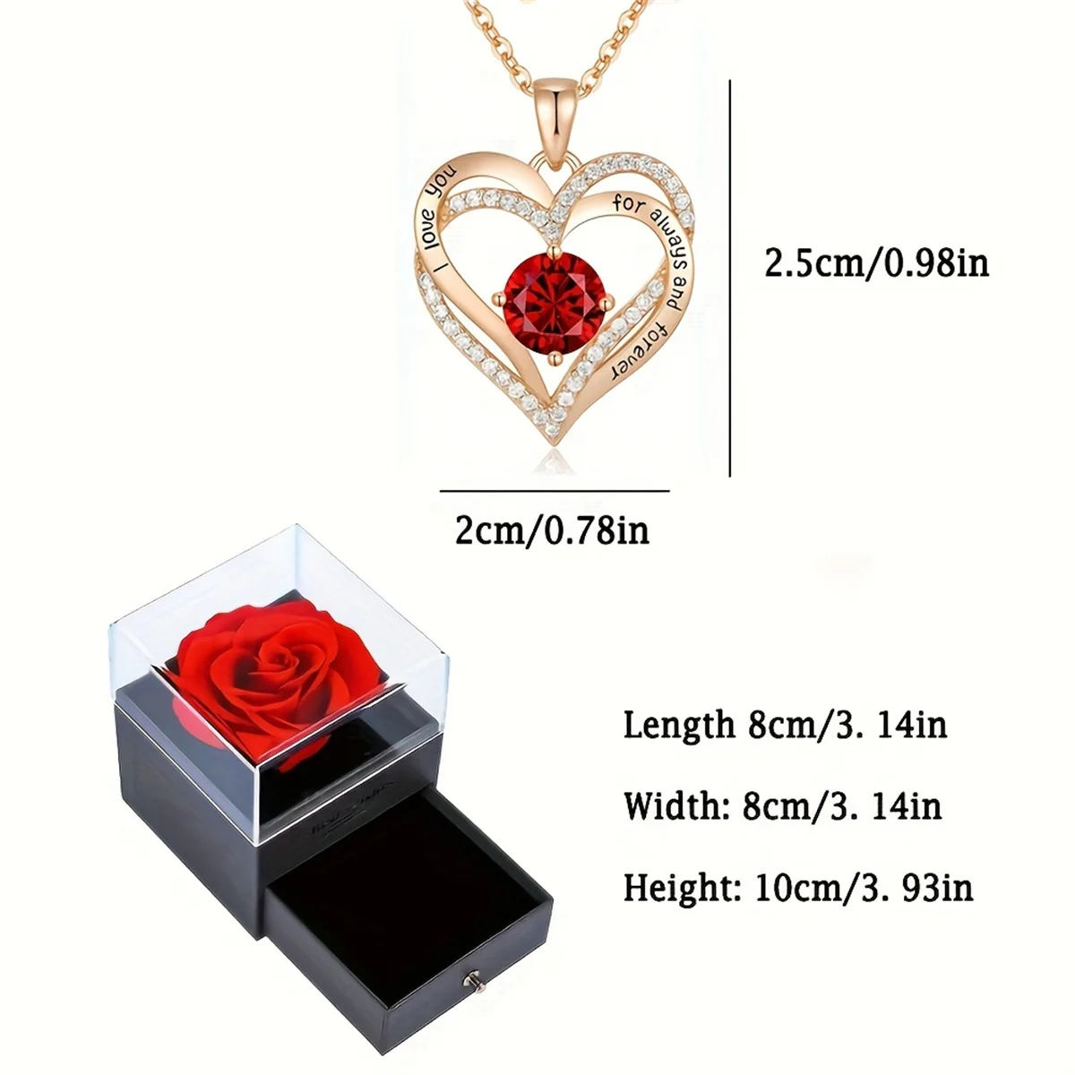 Luxury Red Zircon Pendant Necklaces with Rose Flower Gift Box For Girlfriend Women I Love You Gifts 2025 Trendy Wedding Jewelry image 3