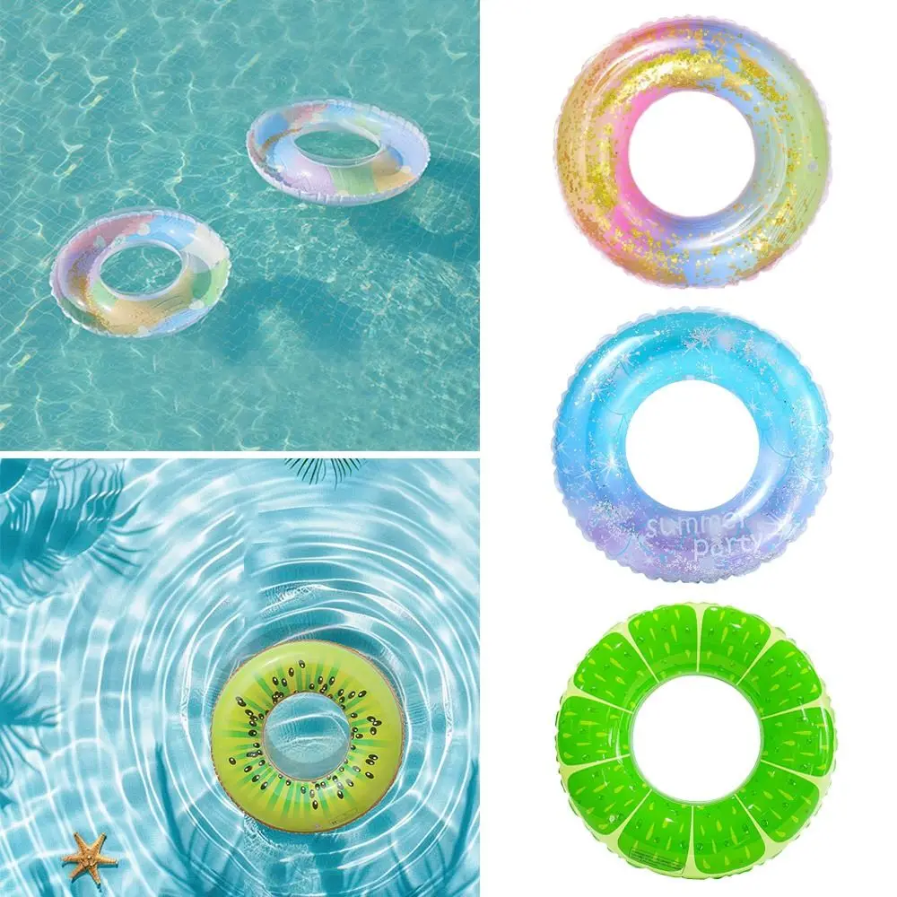 

Fun Sequin Summer Swimming Ring Cute Thickened PVC Inflatable Swim Circle Safety Float Circle Cartoon Beach Pool Toys