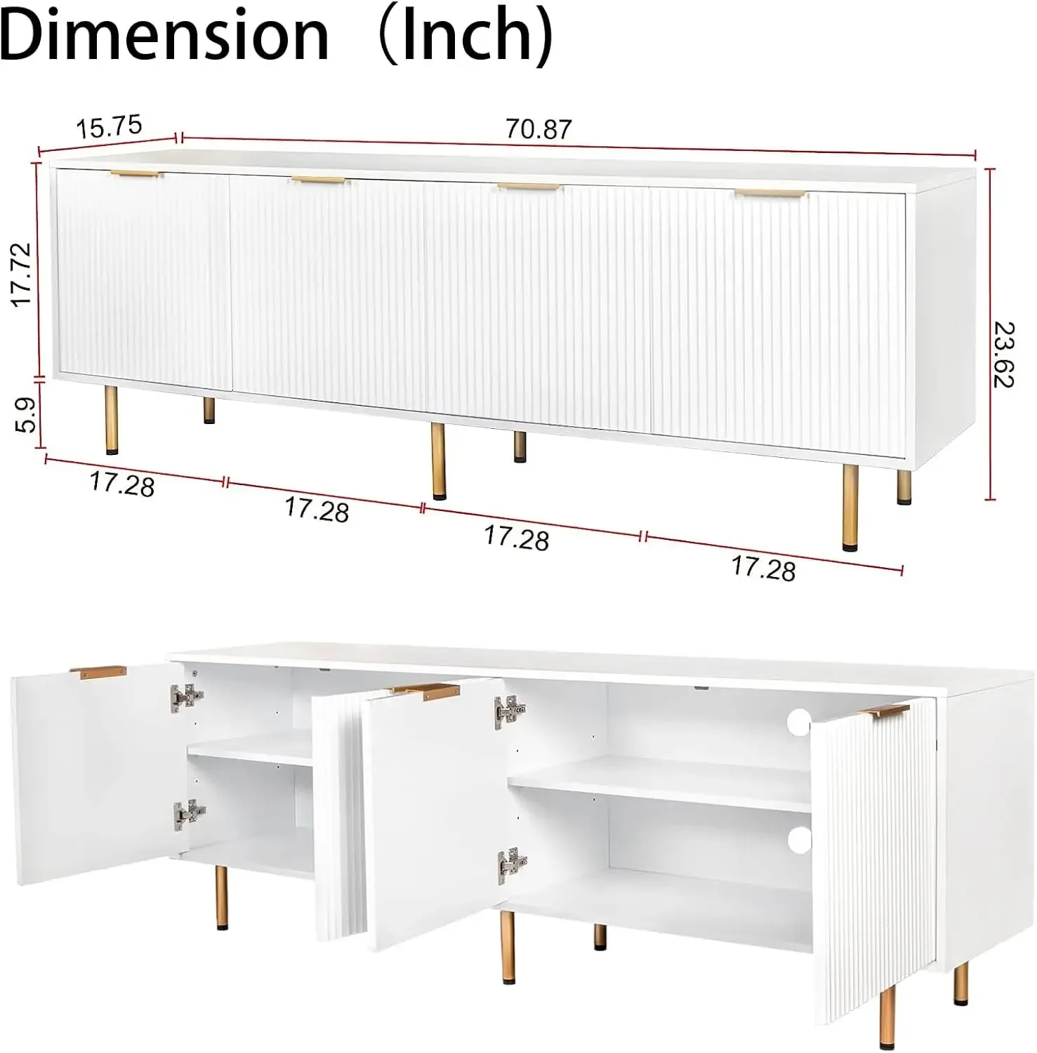 Mid Century Modern TV Stand for 80 Inch TV, Entertainment Center Wood TV Stand with 4 Large Drawers, TV Console Table Media