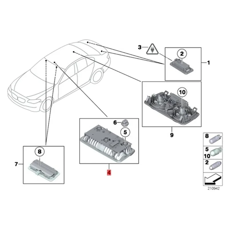 مجموعة مصابيح القراءة 6570100000 مصباح سيارة علوي خلفي لسيارات BMW 5 7 Series F01 F02 F07 F10 F18 2008-2013 #2