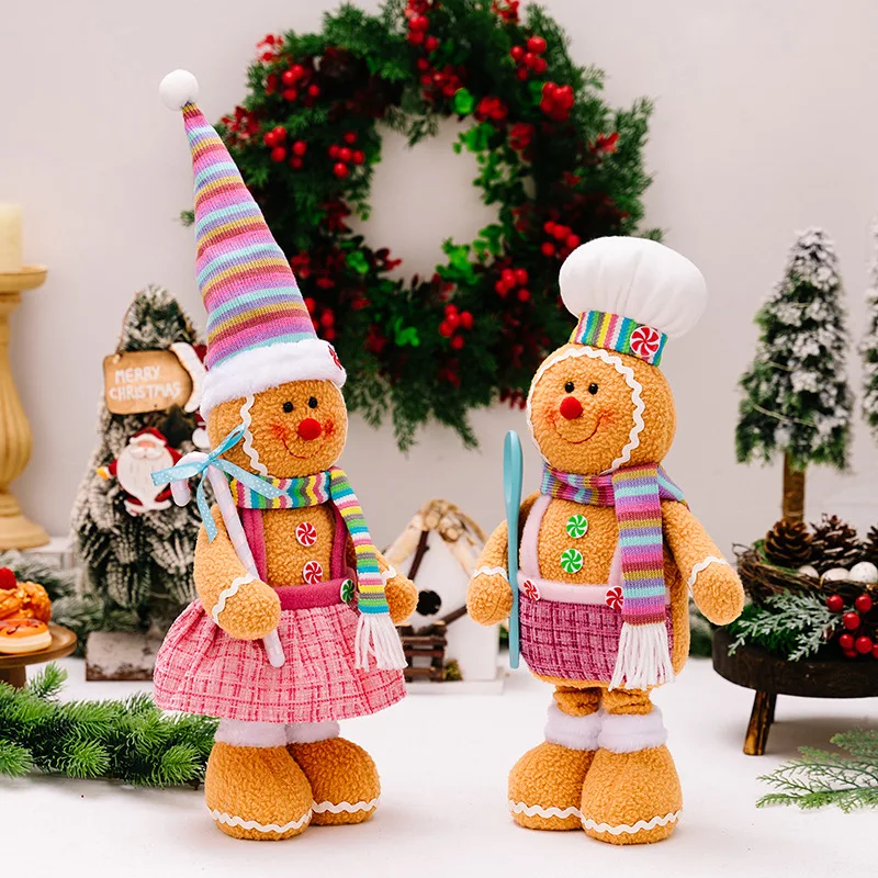 New Large Retractable Gingerbread Man Doll Biscuit Cookie Man Toy Dolls Ornaments Christmas Decor Navidad 2027 New Year Gifts