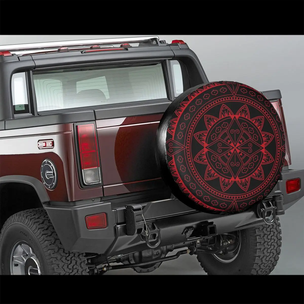 Red Warm Mandala Spare Wheel Tire Cover Case Bag Pouch for Jeep Hummer Boho Dust-Proof Vehicle Accessories 14-17 Inch