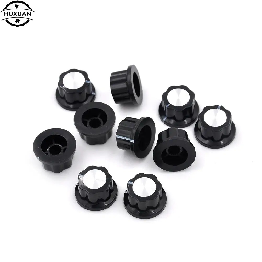 10pcs/pack Black Potentiometer Knob Rotary Cap MF-A01 A01 Potentiometer Bakelite Governor knob Material Plastic Metal