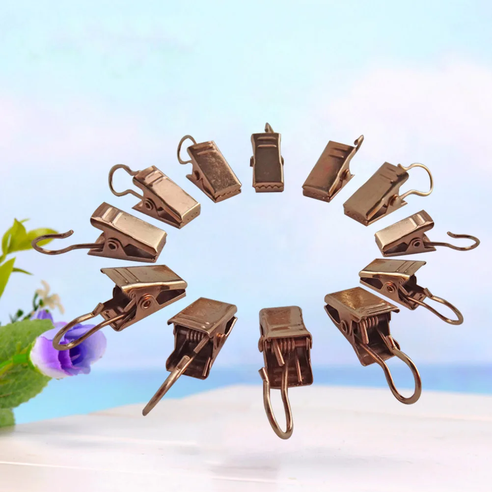 30Pcs Curtain Clips Premium Iron Clip Rings with Hooks for Drapery Panels Easy Install No Slip Design Light Golden