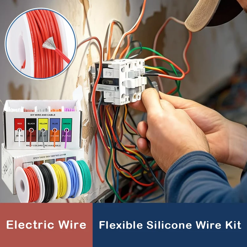 

（5 Colors Mix Kit）Heat Resistant Flexible Silicone Wire 30/28/26/24/22/20/18/16AWG Stranded Cable Electrical Tinned Copper Wires