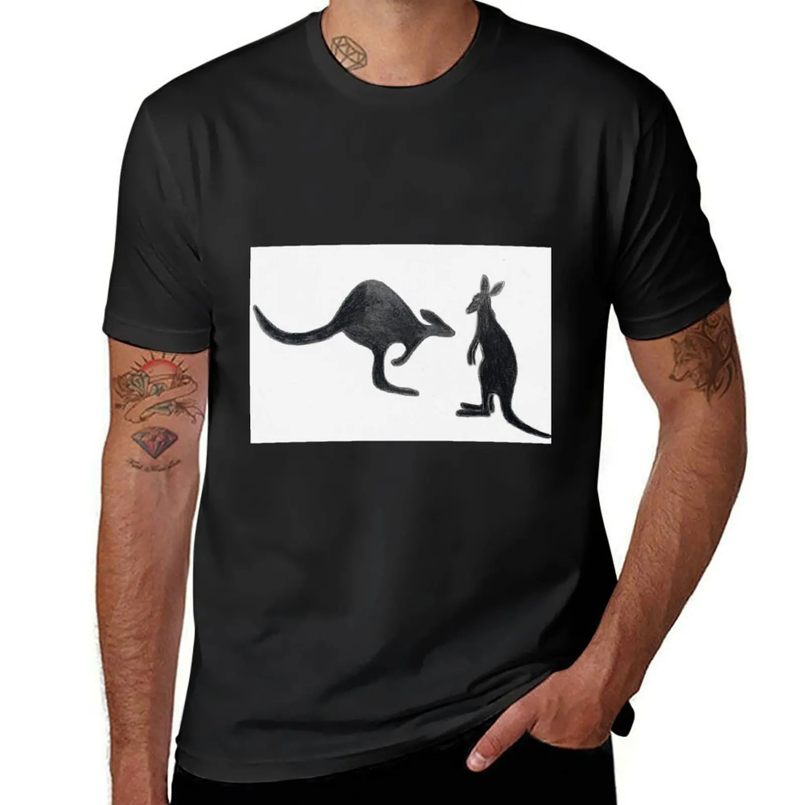 

two kangaroo T-shirt quick drying anime oversizeds Men's t-shirt