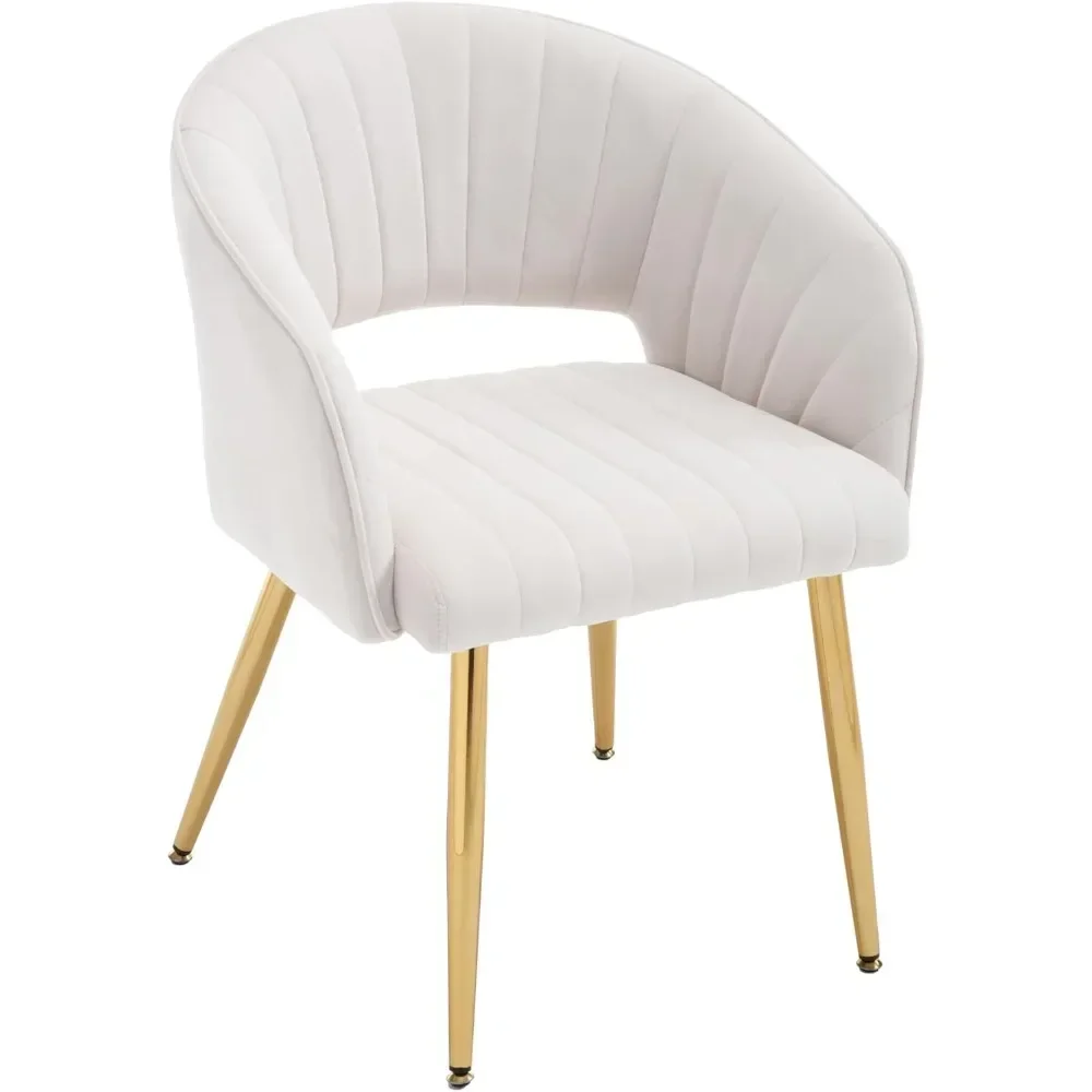 

Velvet Vanity Chair, Modern Home Office Desk Chair with Hollow Back, Upholstered Dining Chair with Gold Metal Legs