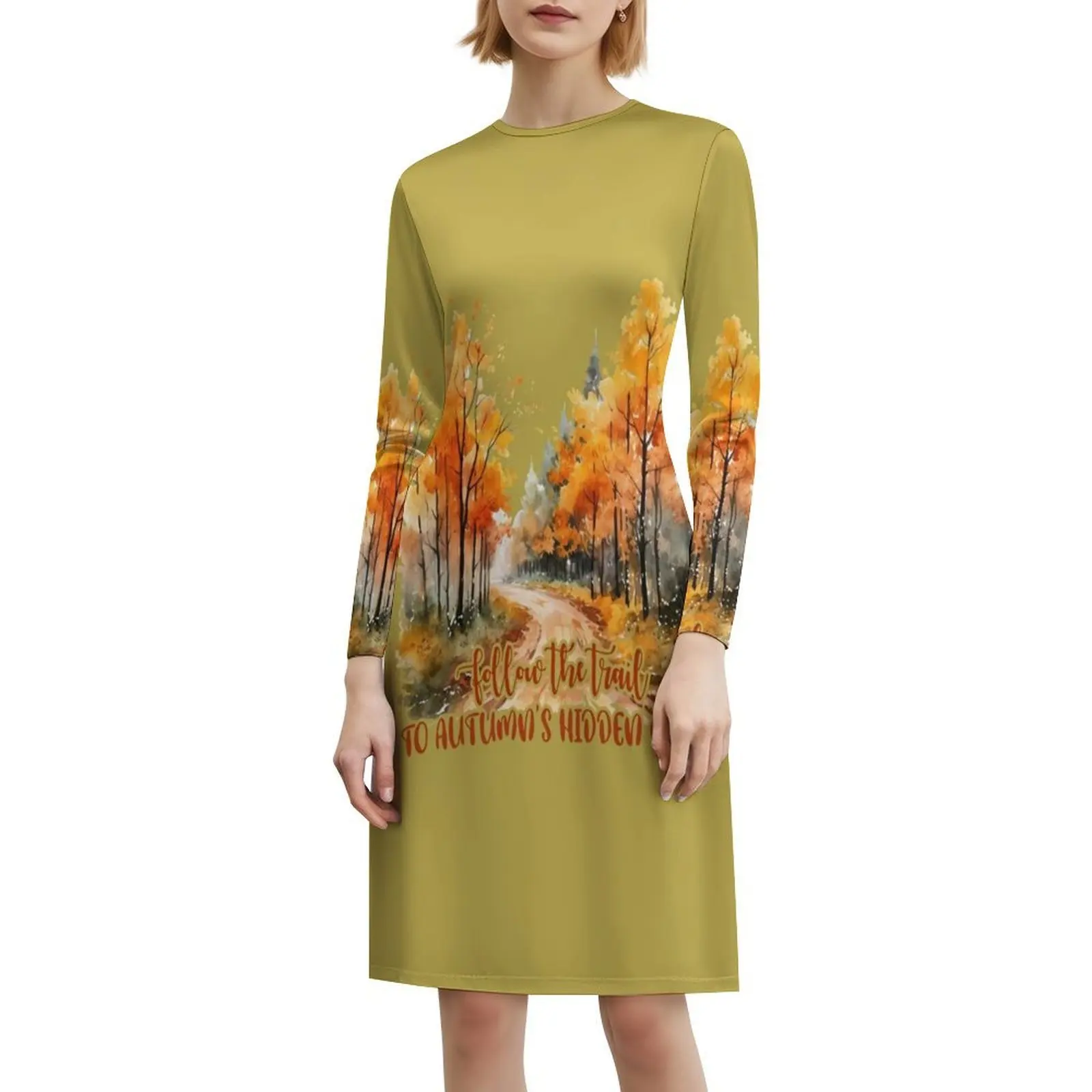 اتبع درب إلى فستان الخريف المخفي ذو العنق على شكل قلب فستان أنيق للحفلات الصيفية للنساء لخريف الخريف باللون الأصفر #6