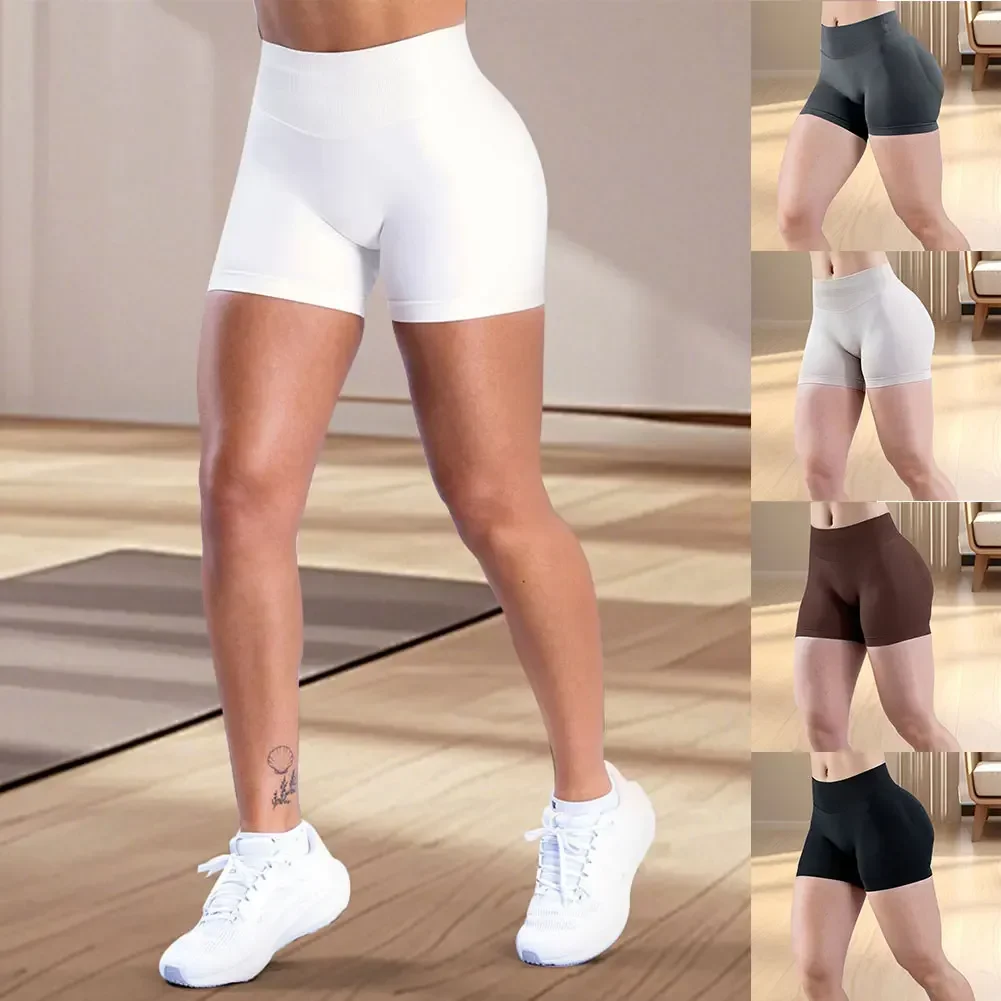 Seamless Yoga Shorts High Elastic Fitness Running Yoga Pants Soft Womens Workout Tights Gym Wear Cropped Sports Tights ﻿ image 2