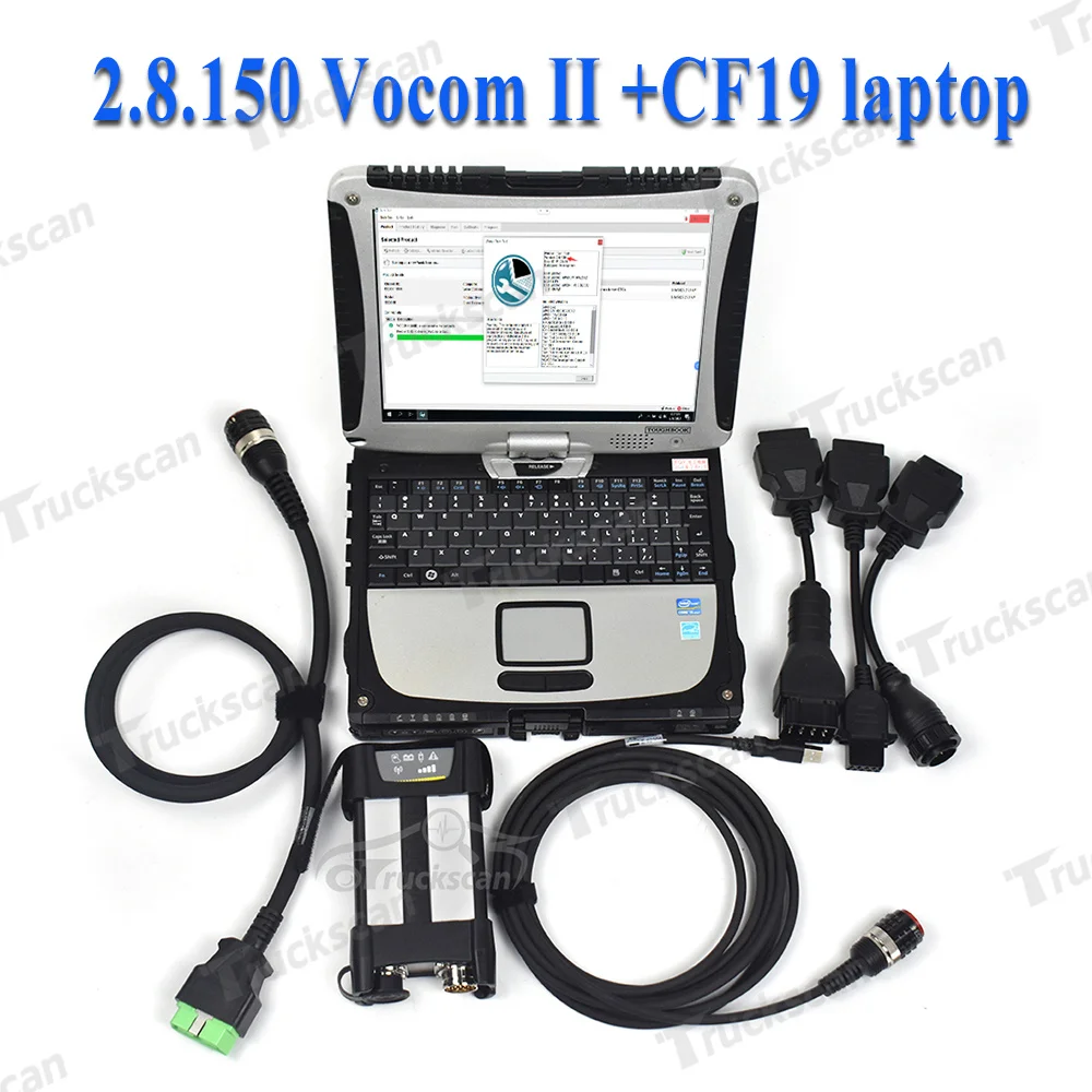 For  Vocom II 88894000+V2.8.150 PTT dev2 VOCOM 2 Impact for truck excavator loader diagnostic tool+ CF19 laptop