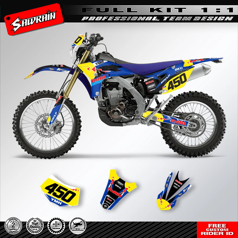 

Sawrain Motorcycle Sticker Custom Team Graphics Decals Kit For YAMAHA WRF450 2012 2013 2014 2015 012