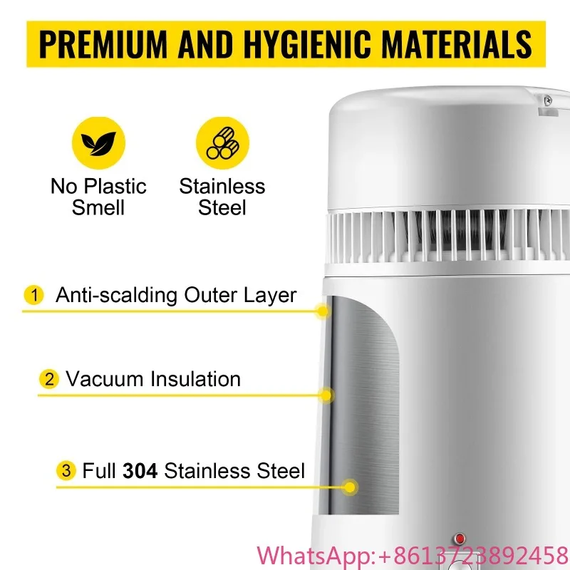 

4L Distiller Pitcher Water Filters Dispenser Heating Drinking Bottle Softener Steel for Home & Office Purifier Filtration System