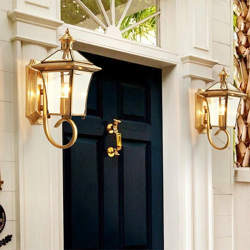 ELARA Contemporary Brass Outdoor Wall Lamps Simplicity Waterproof Creative Balcony Hallway Courtyard Villa Gate Hotel