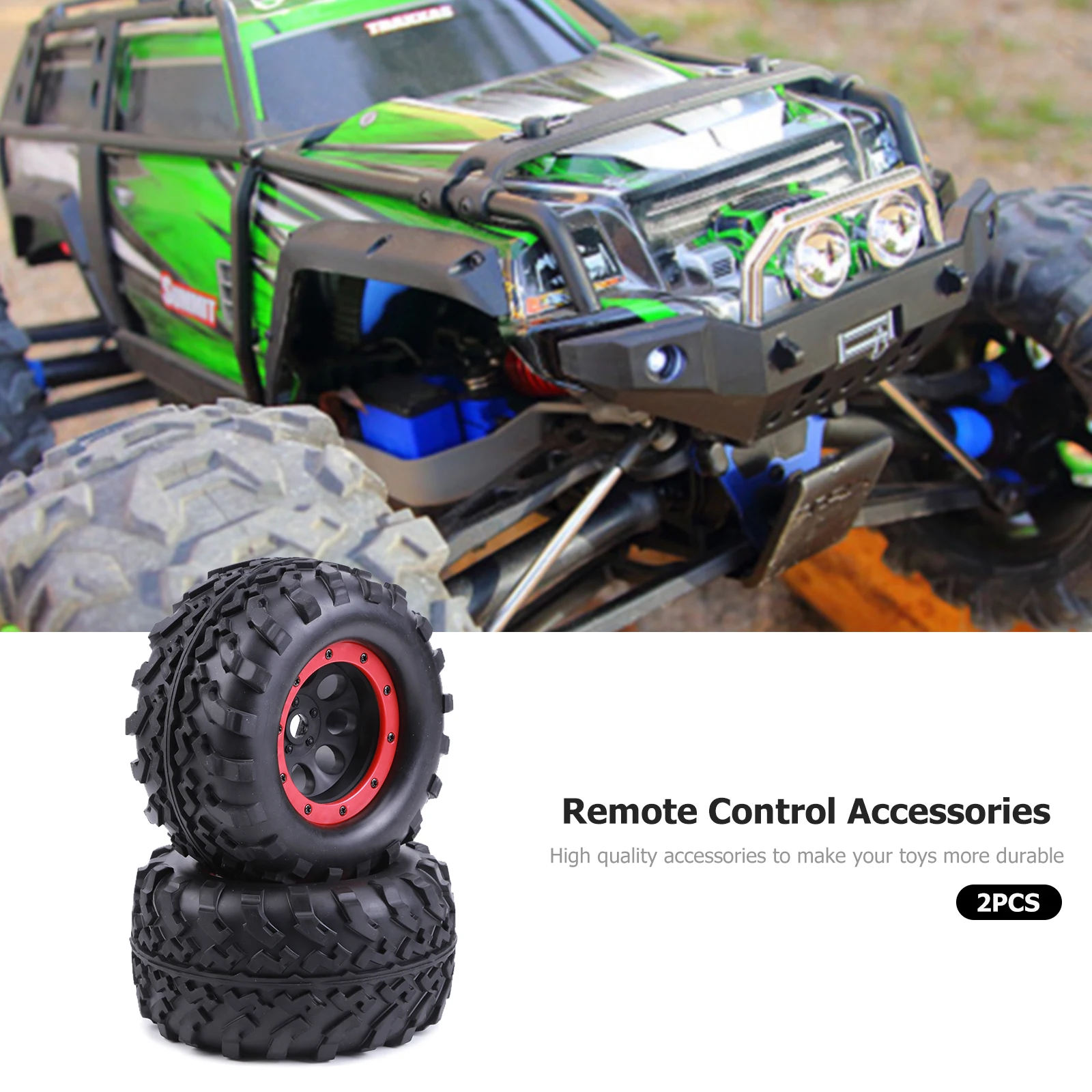 AUSTAR 2pcs RC Car 155mm Beadlock Wheel Rims Tires Kits for 1/8 RC Monster Truck