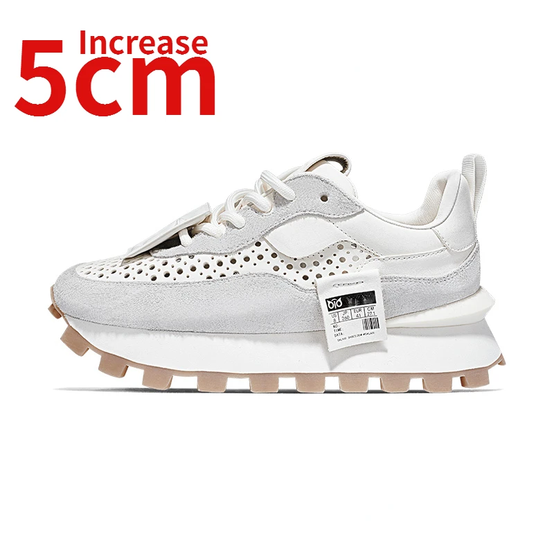 

European/American Increased Shoes Men's Lightweight Comfortable Breathable Casual Shoes Thick Soled Genuine Leather Couple Shoes