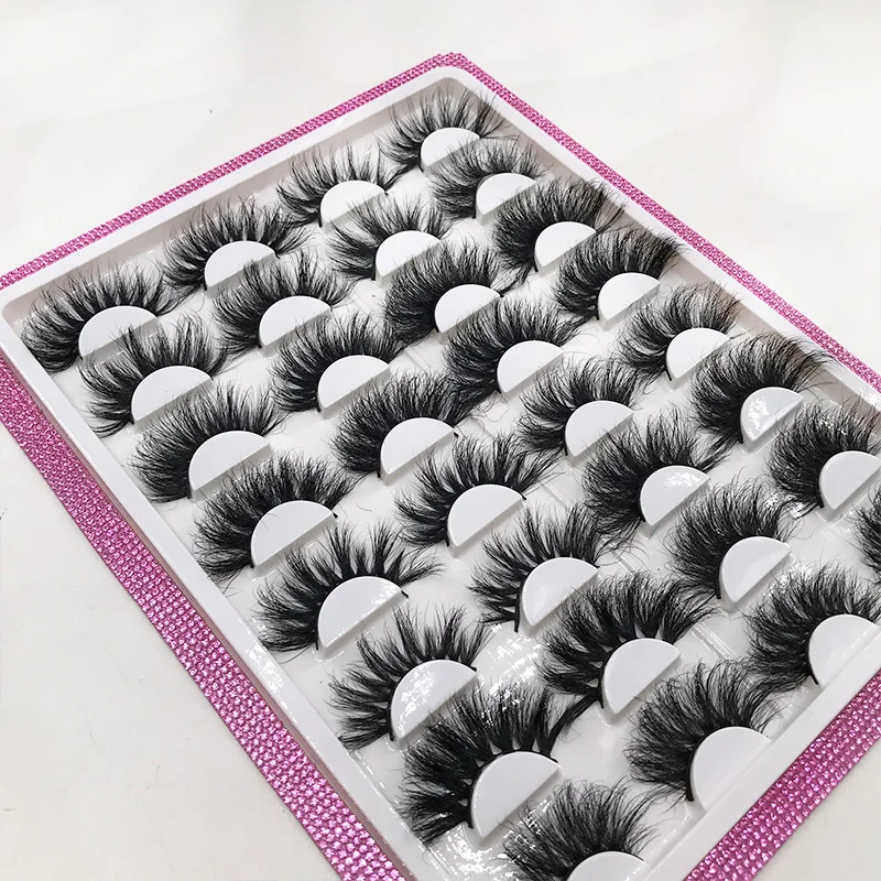 Dramática Mink Glitter Lash Tray, cílios 3D macios, 25mm, 27mm, 16 pares