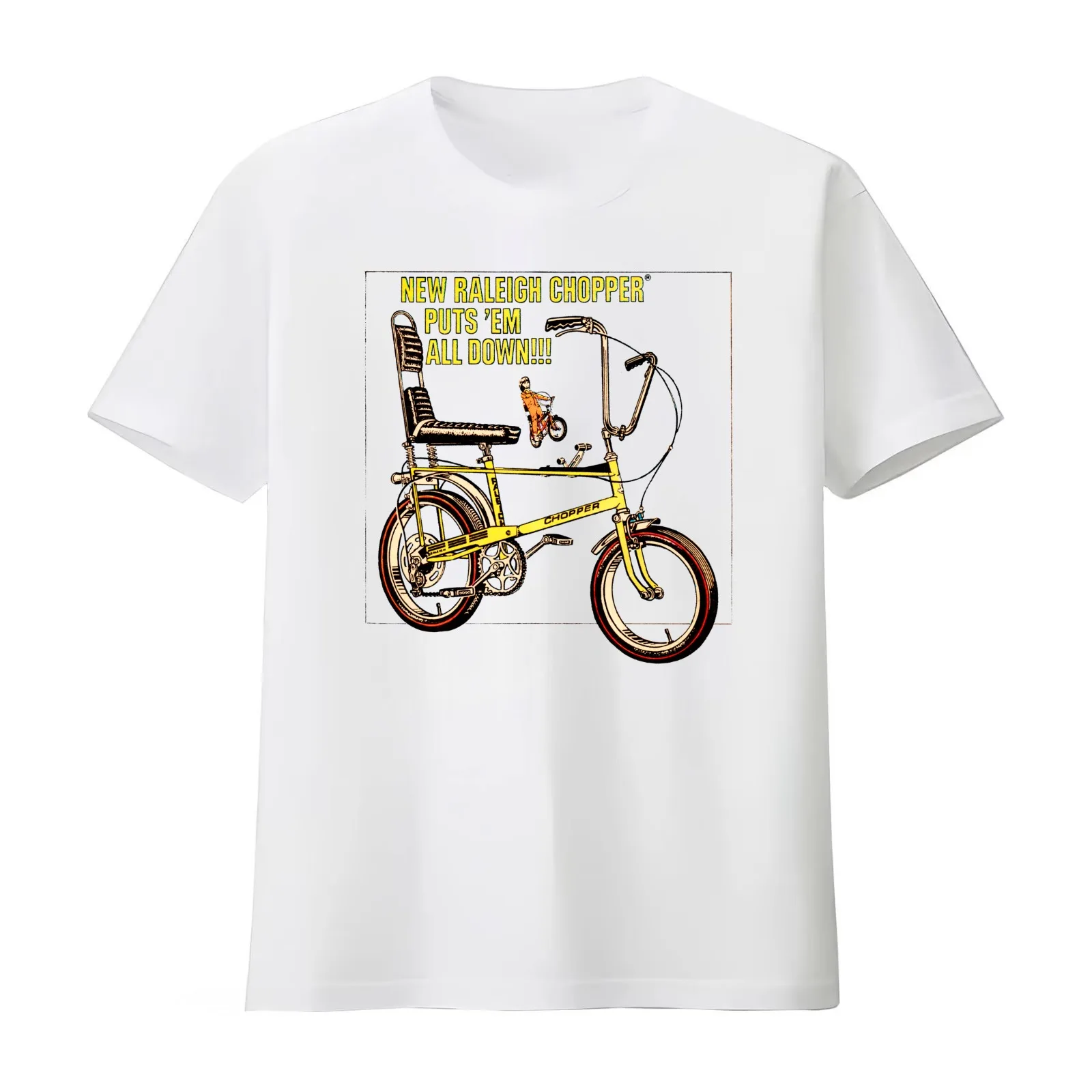 CHOPPER BIKE ADVERT - 1970s T-Shirt Summer Casual Cotton Tee Oversized Streetwear Tops Vintage Graphic Print 100% Cotton