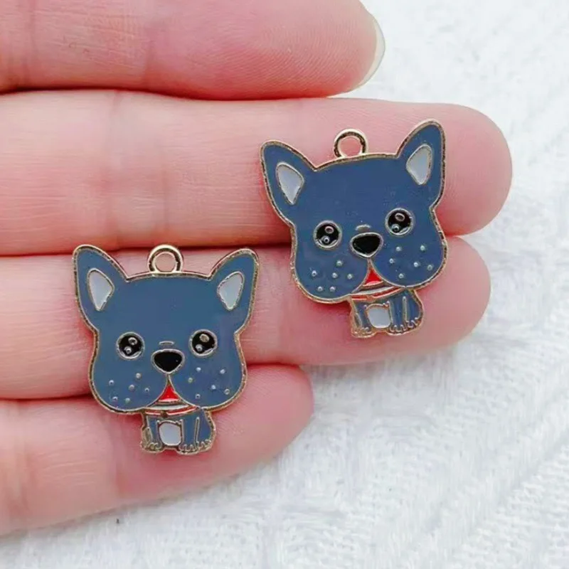 11pcs Cartoon Animal Dog Dog Accessories DIY Drip Oil Alloy Pendant Accessories Keychain Bag Pendant view 5