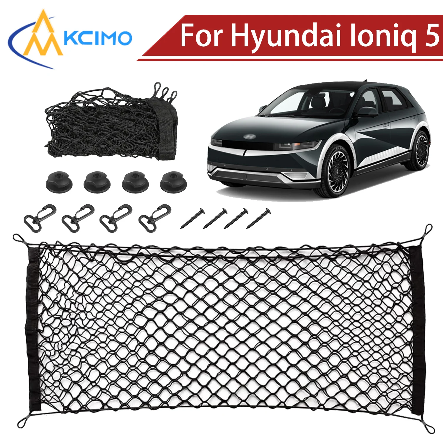 

For Hyundai Ioniq 5 2022-2025 Cargo Net Trunk Organizer, Elastic Mesh Storage Net Car Accessories Storage Belt Hook