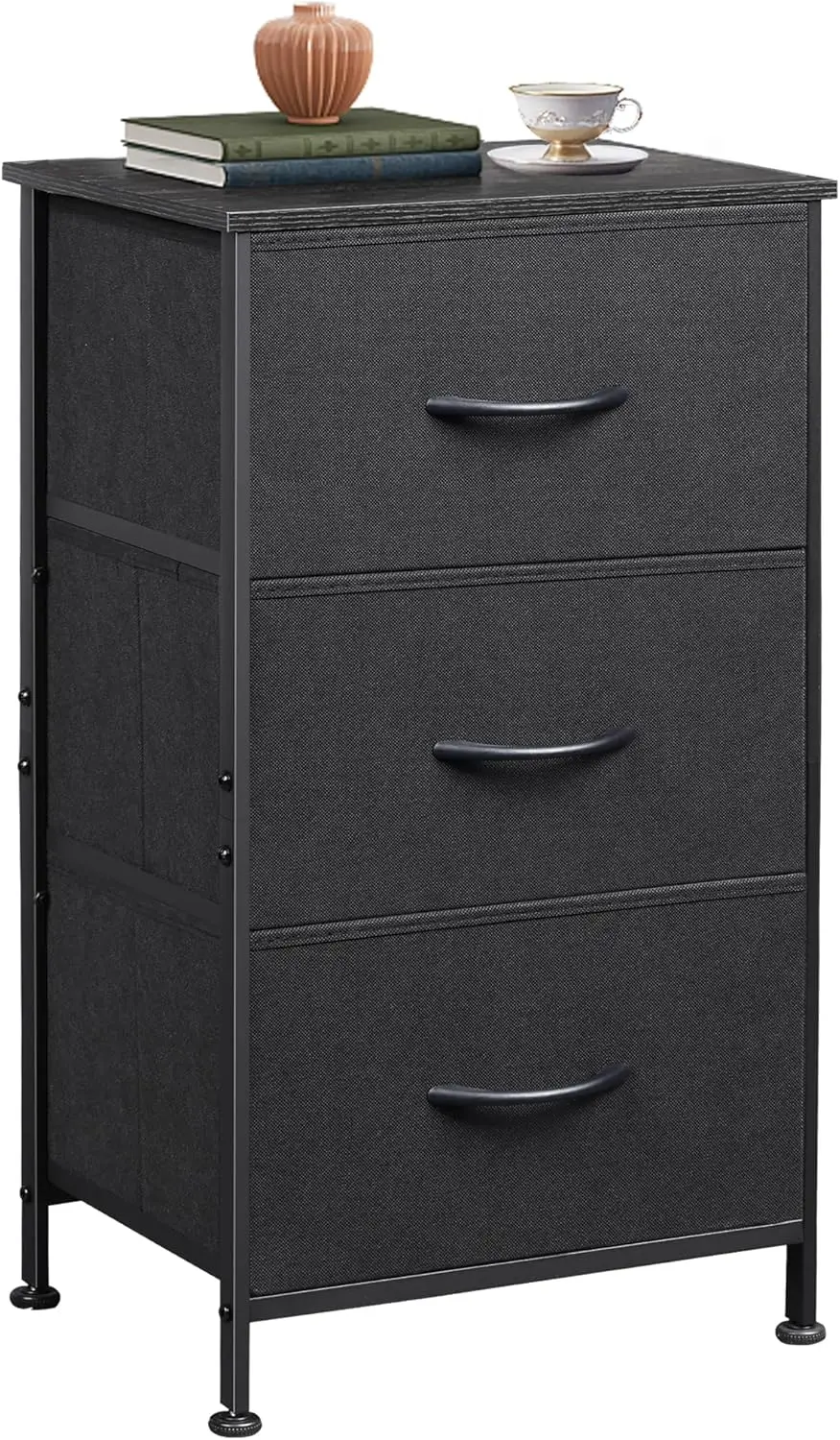 

Dresser with 3 Drawers Fabric Nightstand Organizer Unit Storage Dresser for Bedroom Hallway Entryway Closets Sturdy Steel Frame