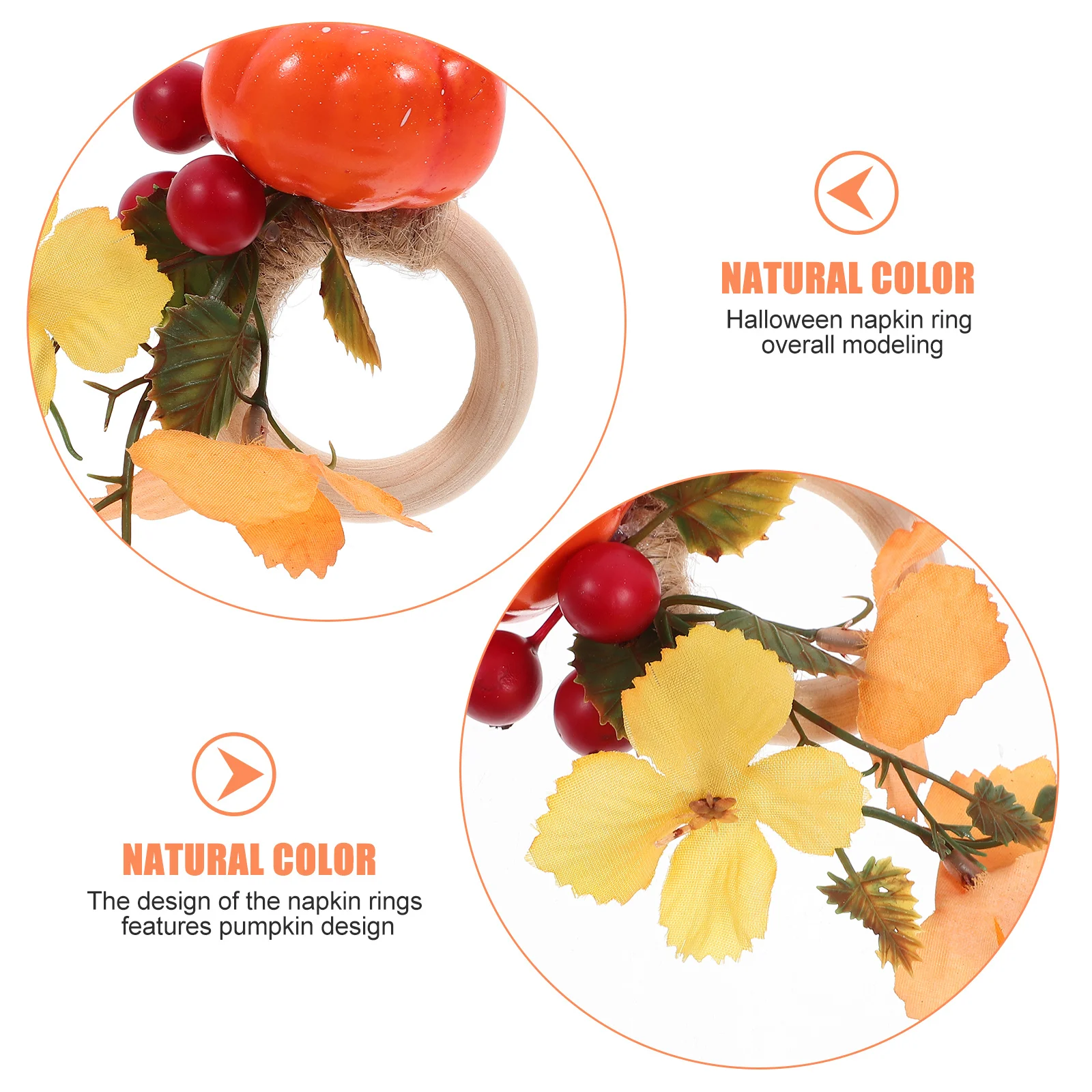 

4Pcs Pumpkin Napkin Rings Autumn Fall Serviette Holders Table Centerpiece Decorative Halloween Table Decor Napkin Ring