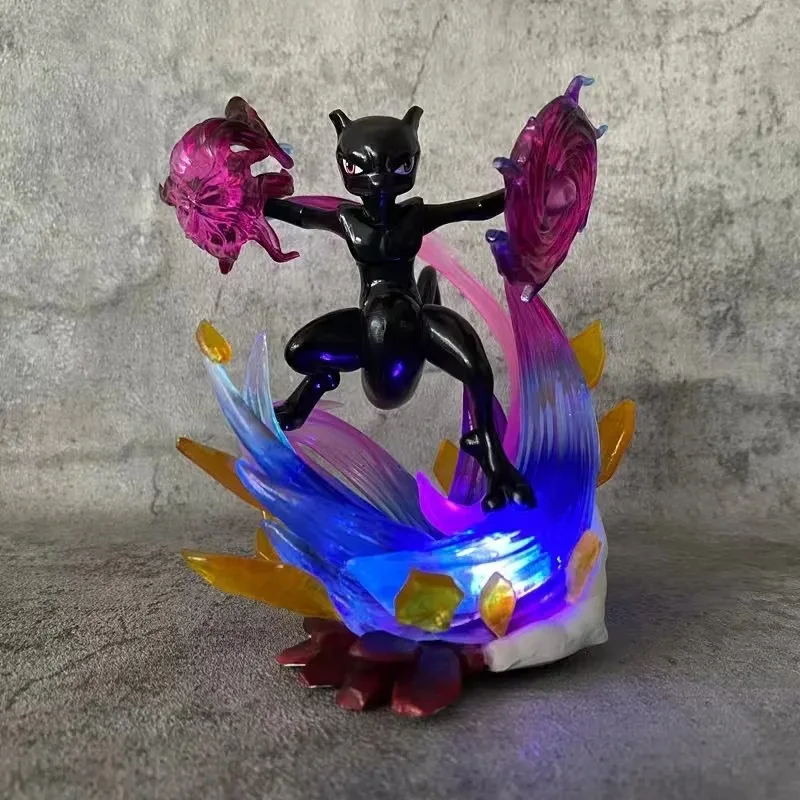 14-15cm Pokemon Mew Anime Figure Sleep Black Primary Colours Action Figure Can Emit Light Model Collection Decoration Doll Toys