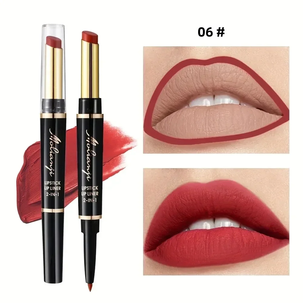 2-w-1 Konturówka do ust i pomadka powiększająca objętość w pisaku, 2 sztuki - Precyzyjne konturowanie z mechanizmem twist-up, odcienie nude, idealne na Halloween