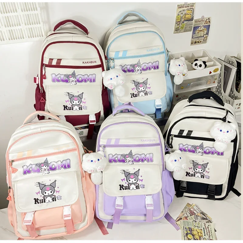 Sanrio Kulomi cartoon cute schoolbag simple fresh color matching printing large capacity backpack