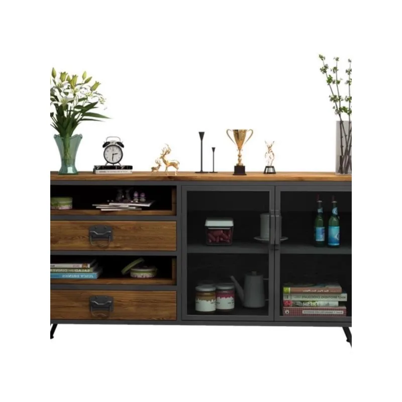 

American rural industrial style dining side cabinet retro solid wood loft old side cabinet bucket cabinet locker locker wine cab