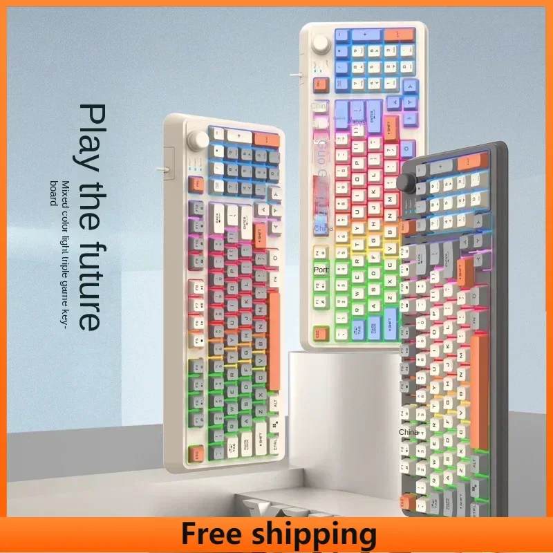 

Оригинальные трехцветные клавишные колпачки K82 Проводная клавиатура, RGB, игровые клавиатуры для киберспорта, механическая мышь, набор клавиатур