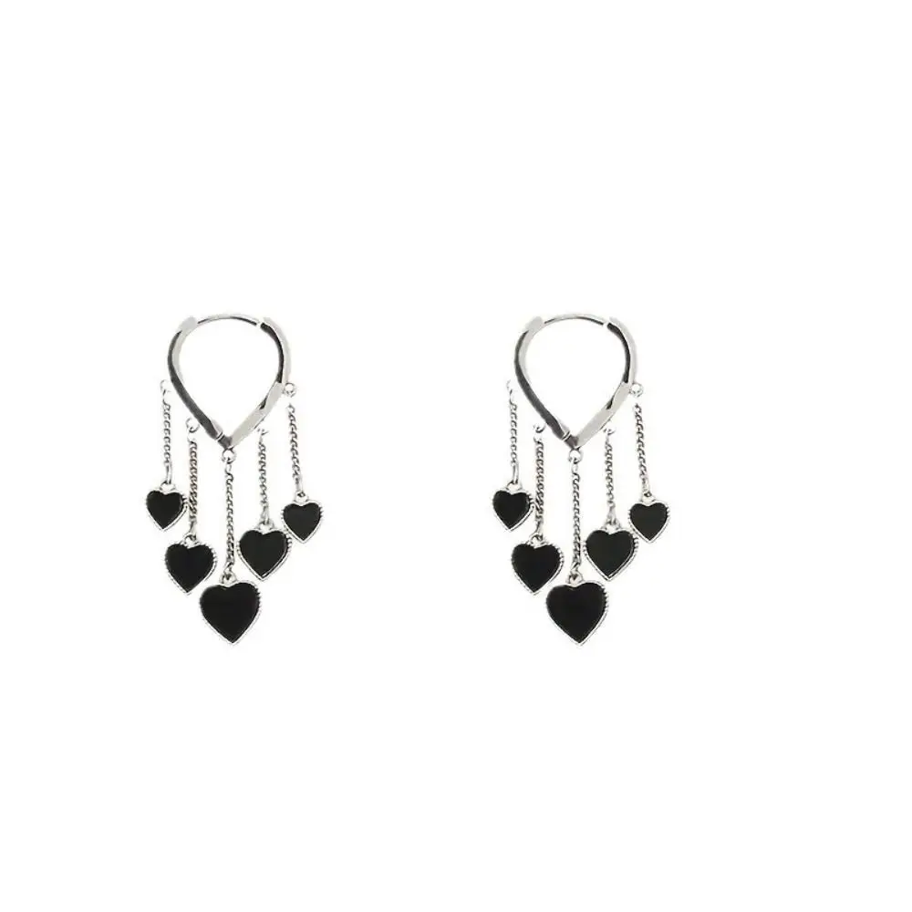 Fashion Heart Shape Dangle Earrings Temperament Tassel Pendant Ear Ornaments Ins Light Luxury Ear Buckle Daily Wear