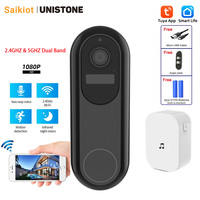 Saikiot Tuya Smart 2.4G & 5G Dual Band Remote Talking Monitoring 1080P Video Doorbell Home Security WIFI Wireless Video Doorbell