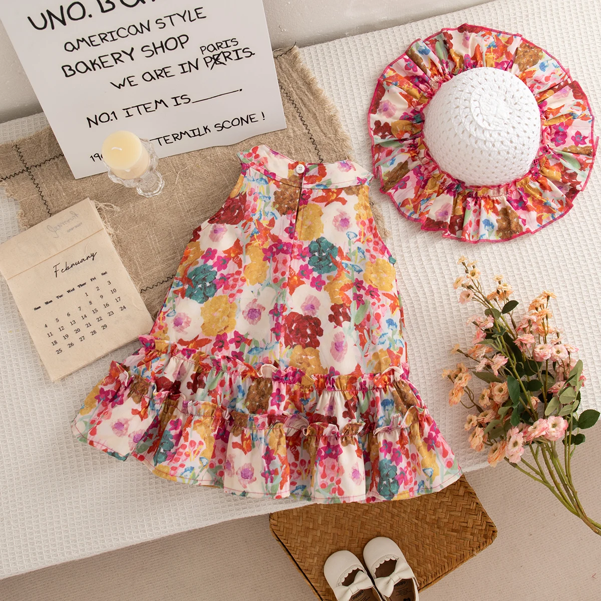 Baby Girl Dress Summer Cotton Flower Cake Girls Dresses Sweet Sleeveless Beach Dress Girls Dress Clothing