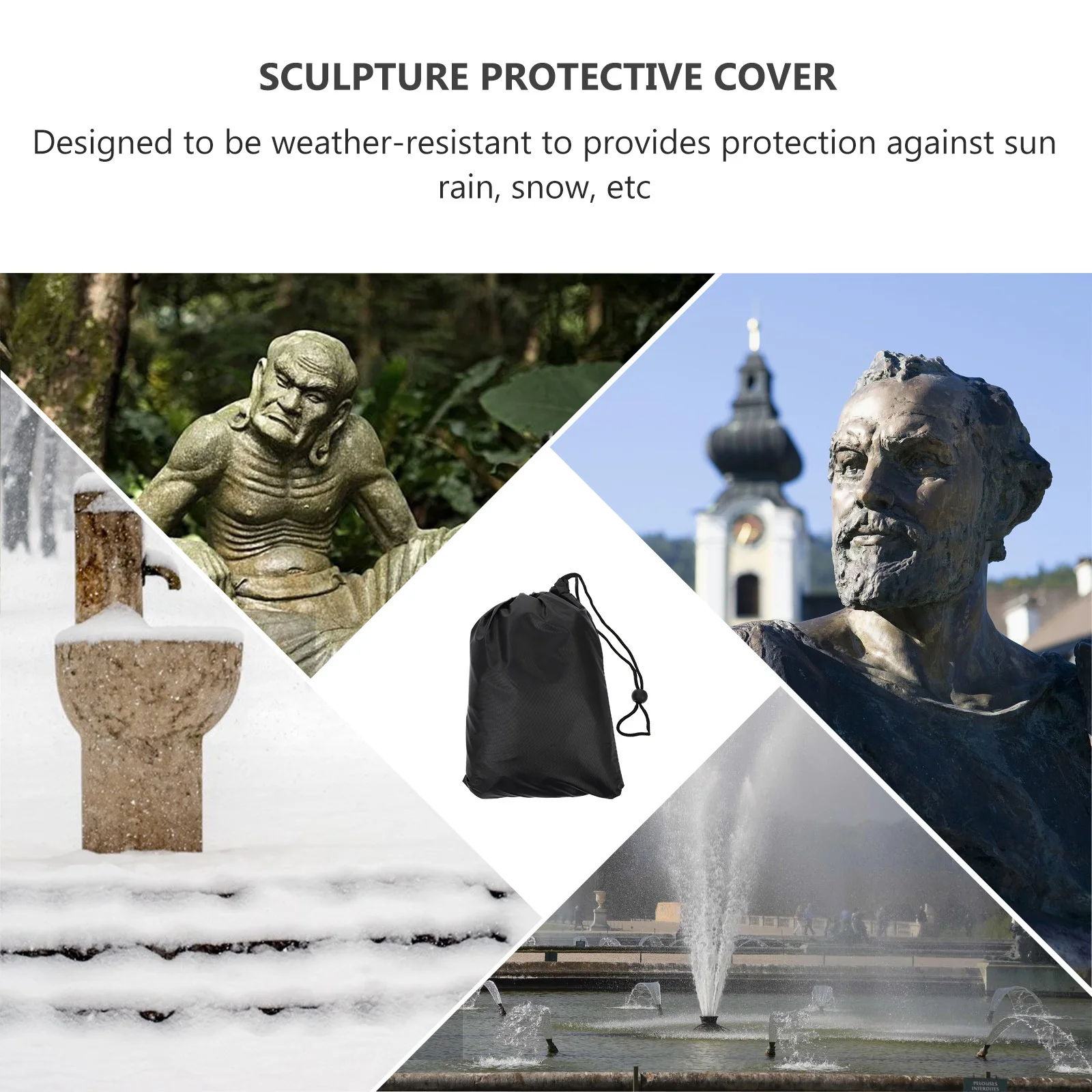 

1pc Garden Fountain Cover Waterproof Winter Protective Cover For Outdoor Statue Sculpture Drawstring Design Dustproof Rain