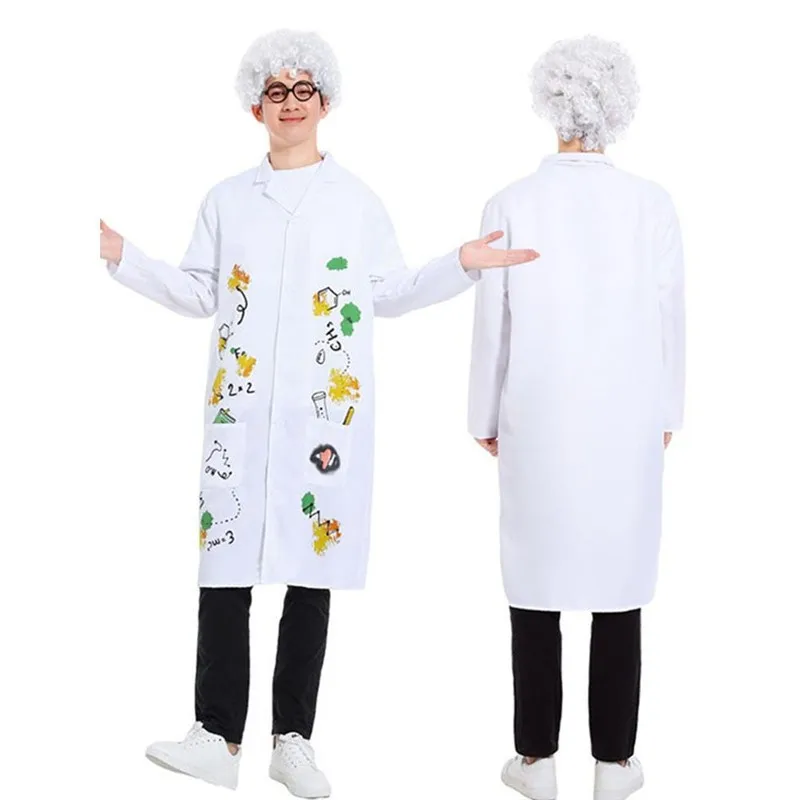 Fantasia de Cientista Louco para Halloween, Traje Profissional para Performance de Palco, Design Newton Einstein, Fantasia Étnica Feminina para Palco