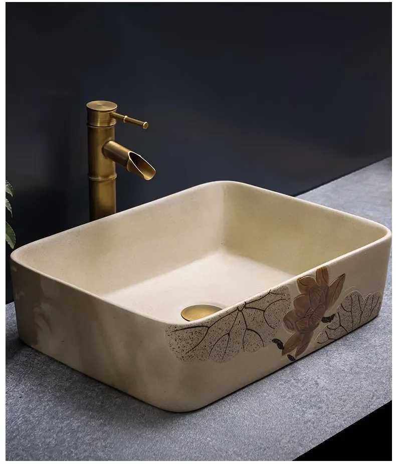 Platform Basin Jingdezhen Retro Ceramic Washbasin Bathroom Washbasin Balcony Washbasin